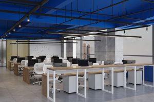 3d韩漫《职场风云》封面，现代办公室场景中的职场人物，3d建模服装与环境细节丰富